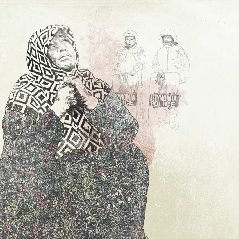 Illustration Flüchtlingskrise Flucht Lesbos Idomeni