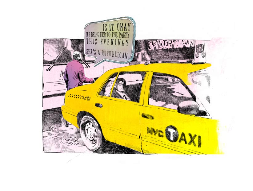 Illustration Taxi NY New York Sprechblase Speechbubble