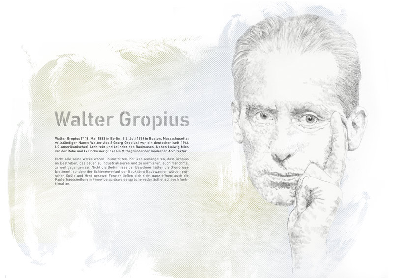 Portrait Illustration von Walter Gropius